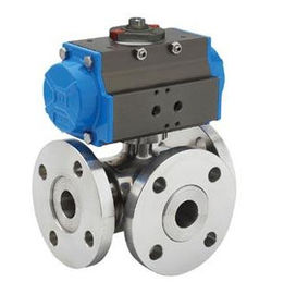 Floating Type Three Way Ball Valve Hand Lever Gear Pneumatic Operation