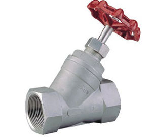 Y Type Screwed End Cast Steel Globe Valve PN16 / PN40 Pressure Lever Operation